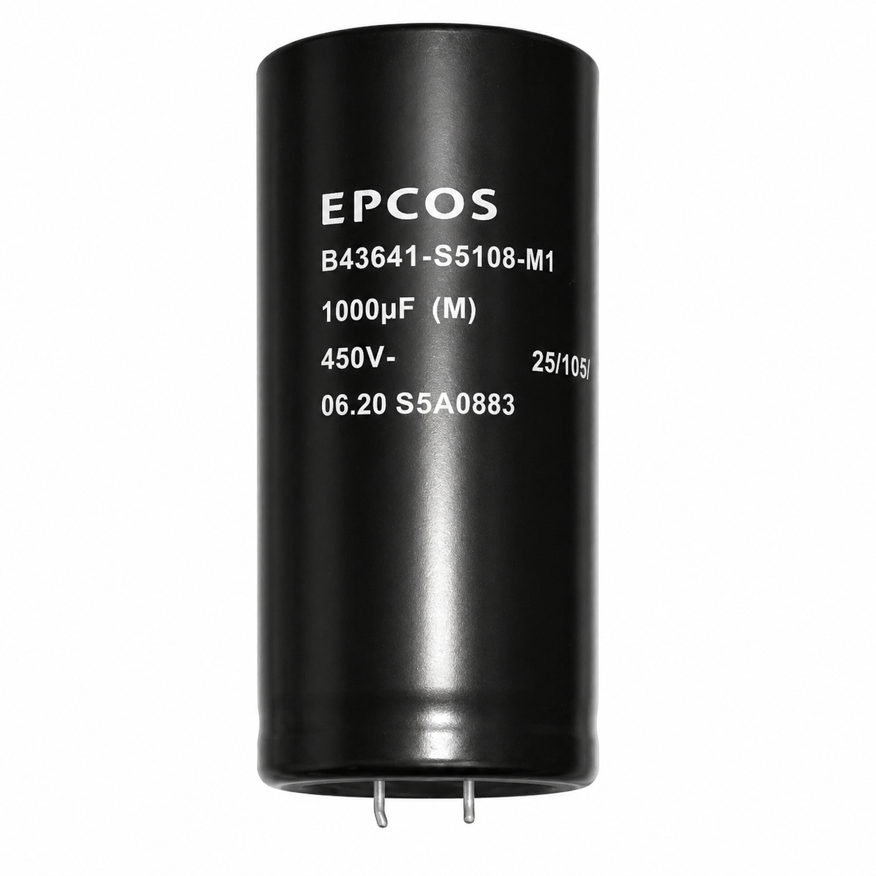 1000µF 450V Aluminum Electrolytic Capacitor B43641-S5108-M1 105°C 30x70mm