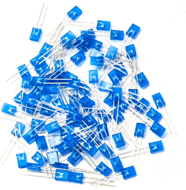 5X2mm BLUE Rectangle LED FLAT Diffused Lens