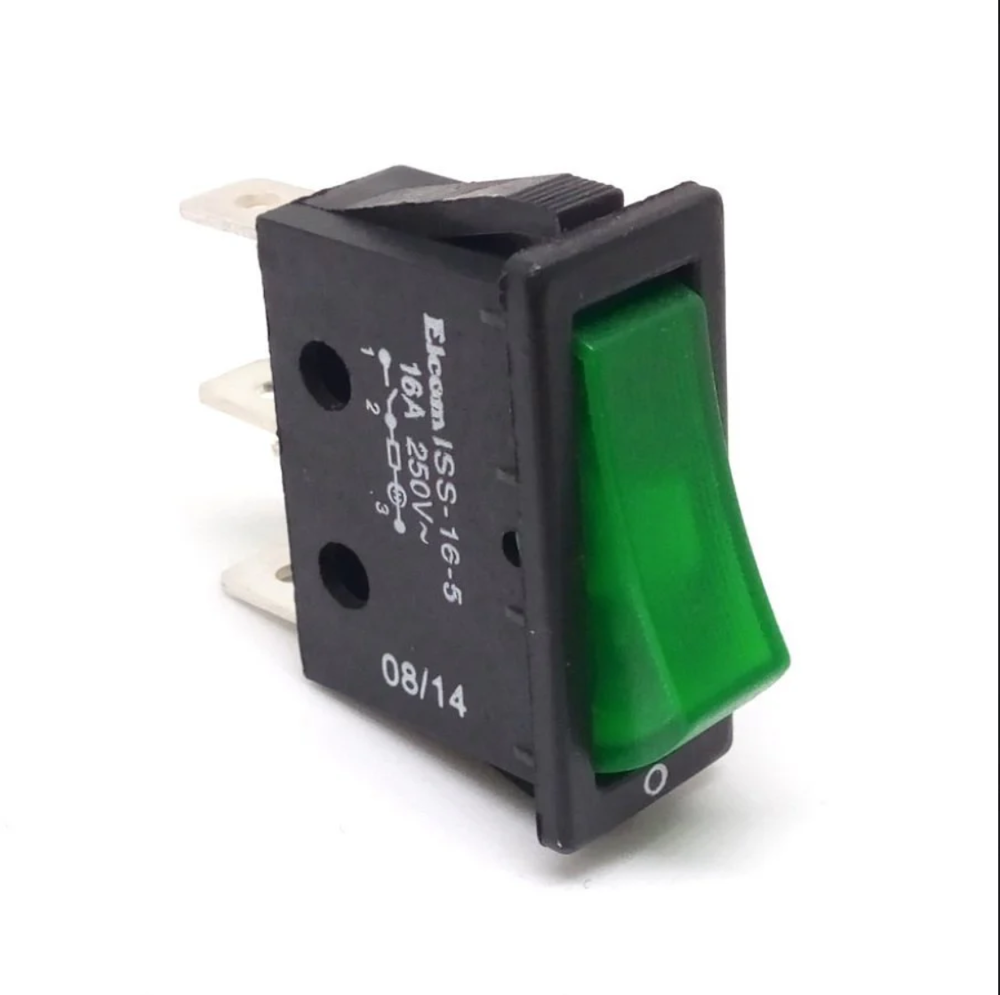 Rocker Switch ISS-16-5 SPST Green 16A Switch ELCOM