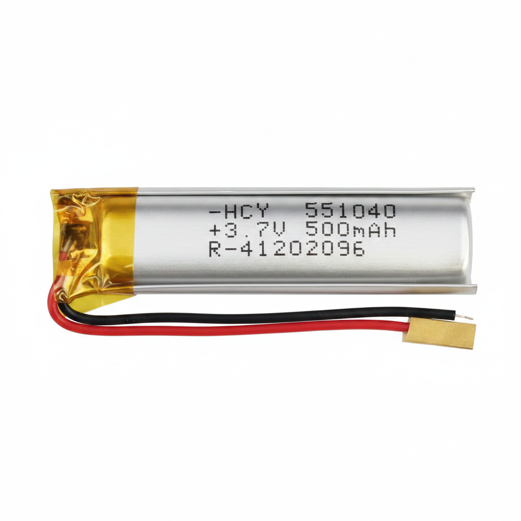 3.7V 500mAh Lithium Polymer Battery 551040 55x10x4mm Li-Po Rechargeable