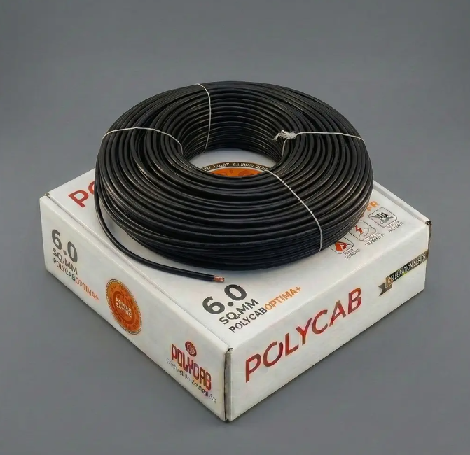 6 Sqmm BLACK COPPER SOLAR/DC Cable Wire POLYCAB 1meter