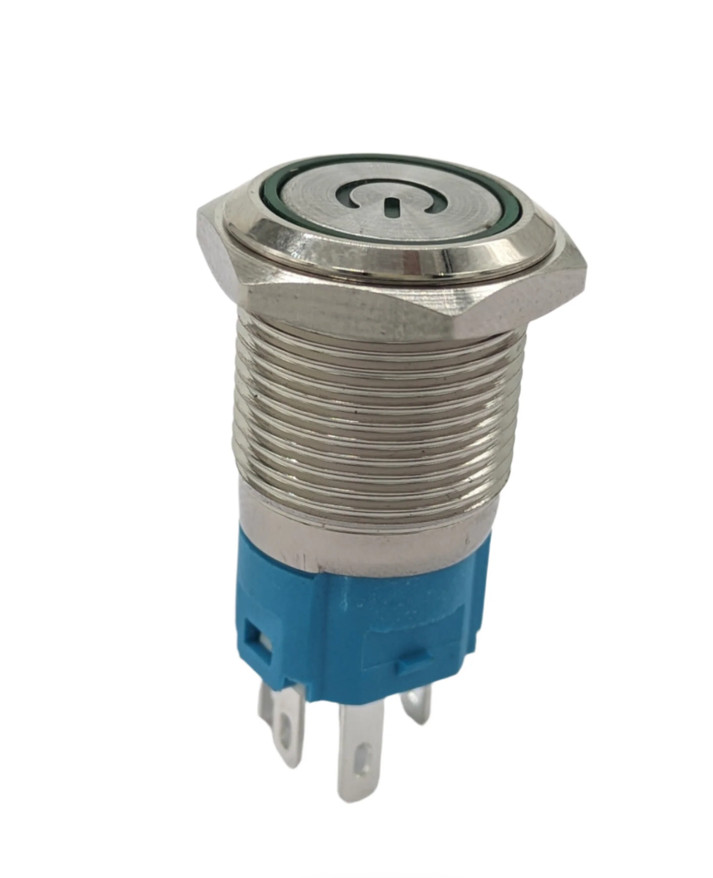 Push Button Switch with LED Ring 16mm Metal Self-Locking On/Off 12V-24V DC, 2A Power Butto
