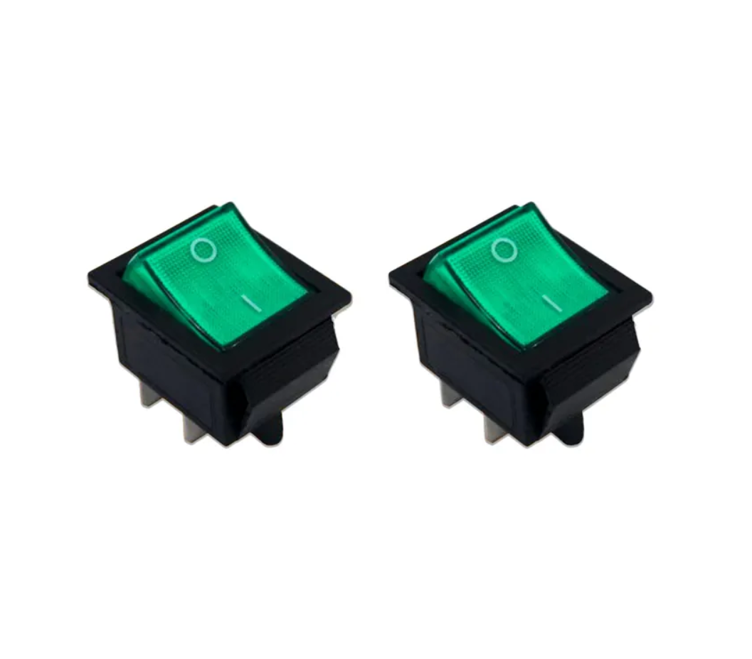 3 LEG ROCKER SWITCH SE317 LED 250V 16A GREEN 30MM*14MM