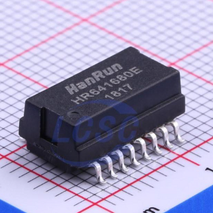 HR641680E Single Port Base-T Pulse Transformer 1:1 10/100 .5kV SMD-16P 12.7*9.5mm HANRUN